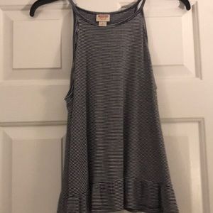 blue and white striped tank top